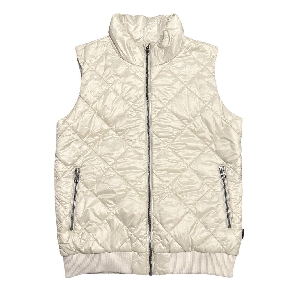 Patagonia Prow Bomber Vest Cream Quilted Full Zip Womens S Gorpcore Outdoor Hike